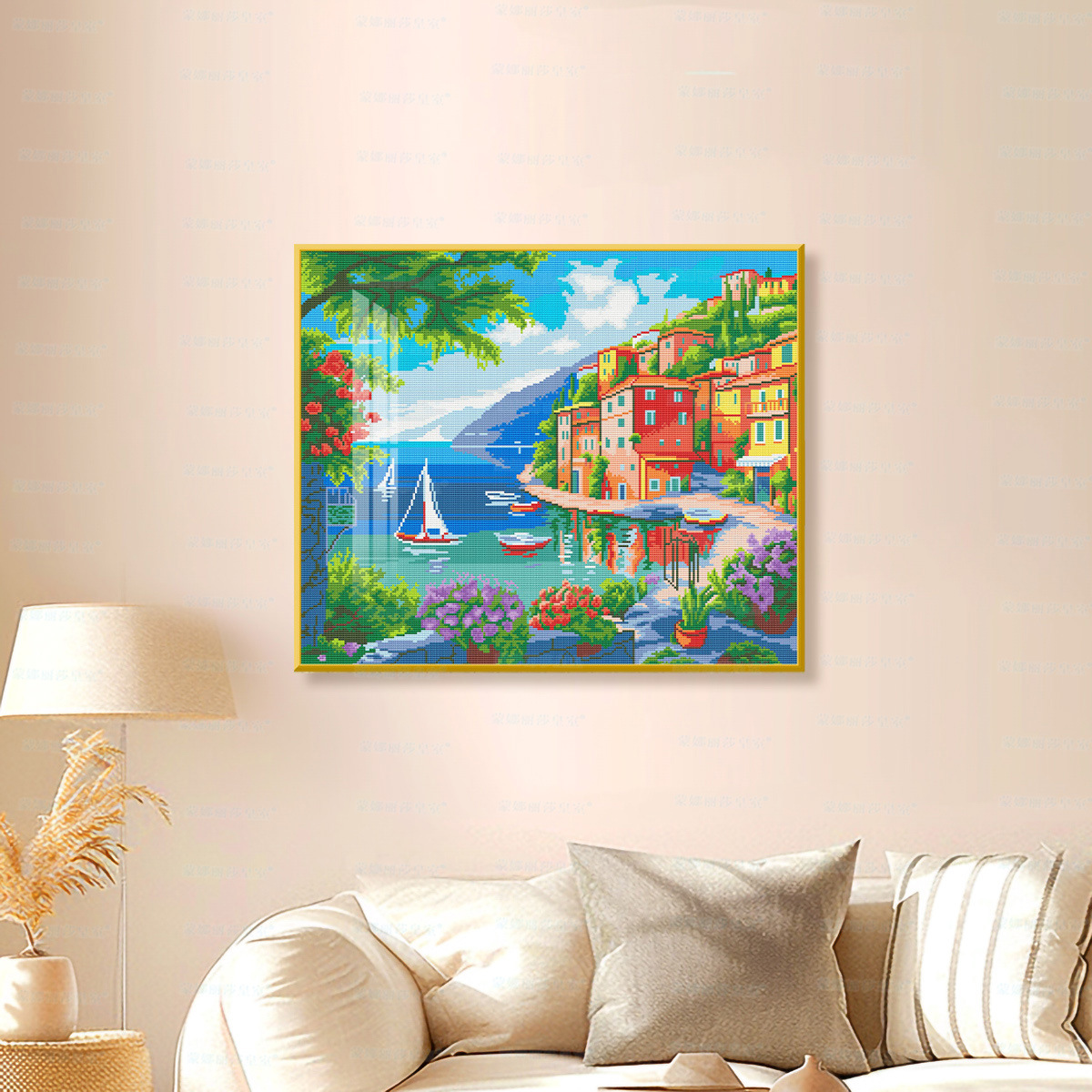 Algodón importado Mona Lisa real bordado de agua casa de colores paisajes pequeños paquetes de material de bordado de cruz diy image 2