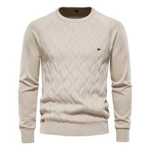 Cross-border foreign trade high quality 2024 autumn and winter new cotton men's sweater men's sweater pullover solid color sweater men