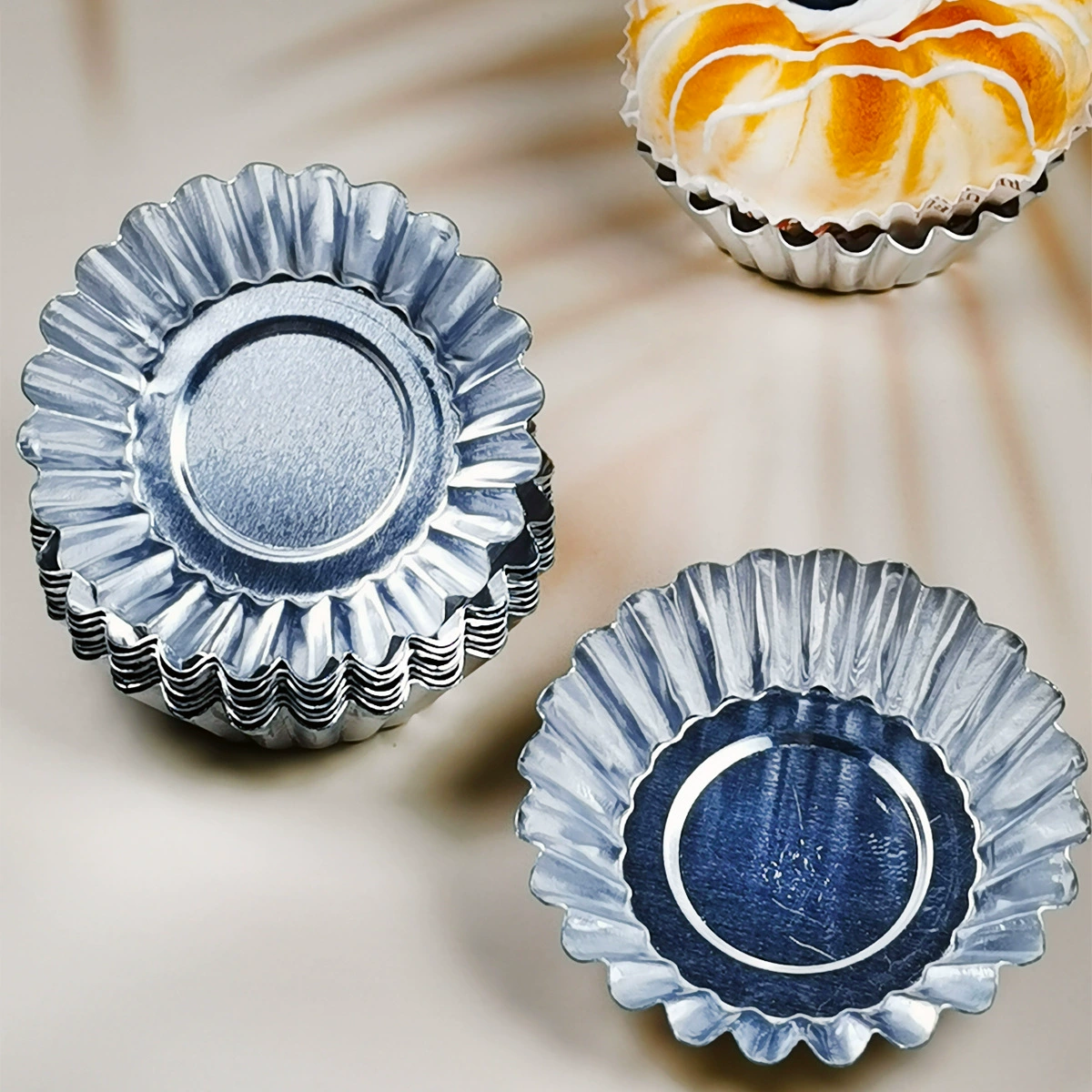 Пользовательское разнообразие форм для яичного пирога алюминиевый яичный пирог основа для торта круглая лампа с хризантемами плоская форма для яичного пирога Желейный пудинг