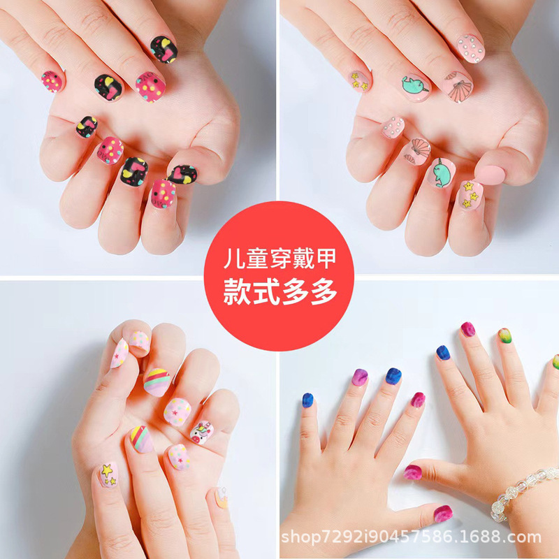 Cartoon detachable children's wear nail house cute pony creative 24 pieces in stock nail art patch wholesale