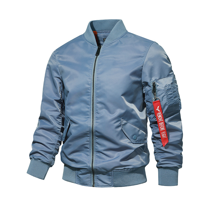 Chaqueta de vuelo transfronteriza hombres [Algodón/delgada] Primavera y otoño MA1 Fuerza Aérea chaqueta de béisbol uniforme color sólido chaqueta japonesa hombres