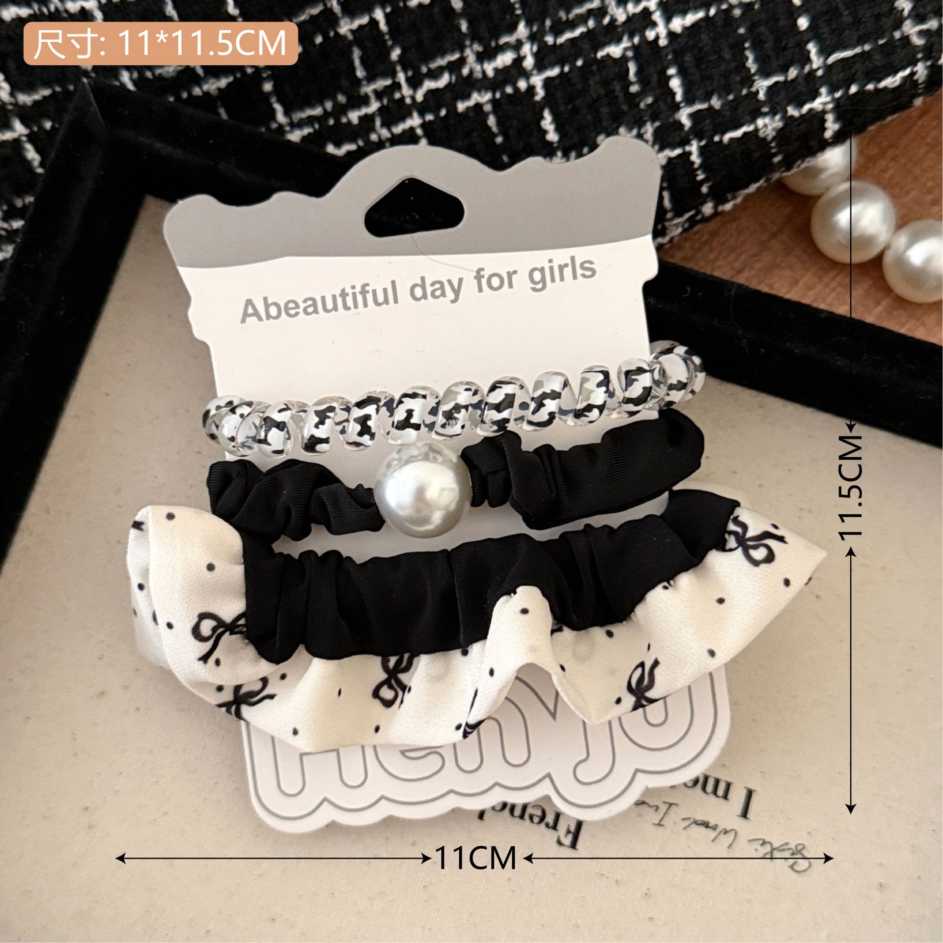 Primavera y verano dulce anillo de cabello conjunto de cuerda de cabello pequeño dulces frescos adornos de cabello de color de la niñez de banda de goma universal toque