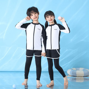 Children's Swimsuit Long-sleeved Trousers Sunscreen Swimsuit for Men and Women and Big Children Split Surfer Suit Parent-child Zipper Quick-drying Wetsuit