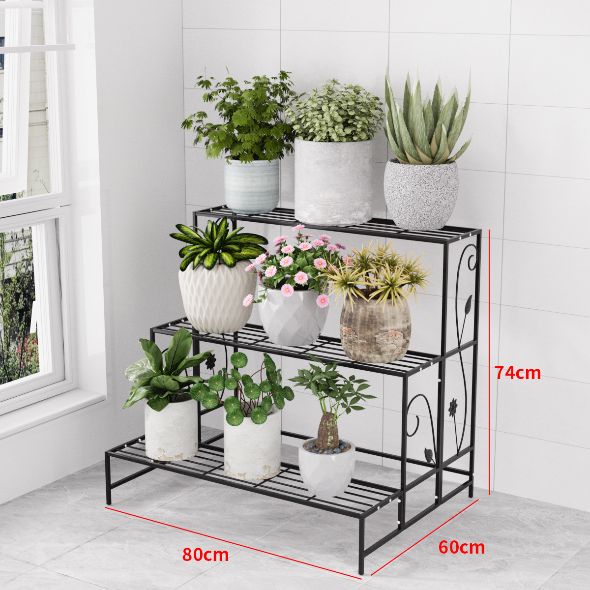 多層鉄段付きフラワーラック収納ラックバルコニーリビングルーム屋内床置き新しい多肉植物植木鉢フラワーラック