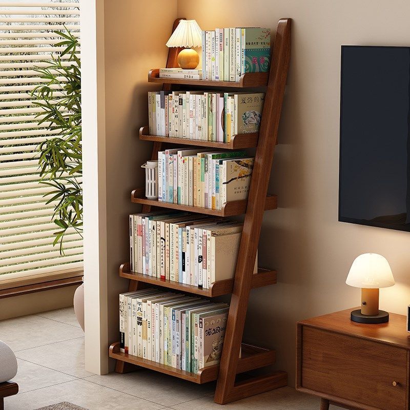 Solid Wood Storage Rack Multi-Functional Ladder Bookshelf Living Room Wall Storage Rack Simple Household Floor-Standing Storage Rack