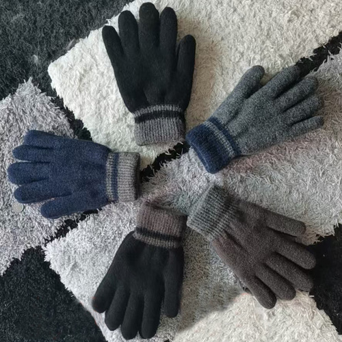 Winter Thick Mohair Gloves for Men and Women, Warm and Cold-Proof Knitted Outdoor Cycling Windproof Gloves