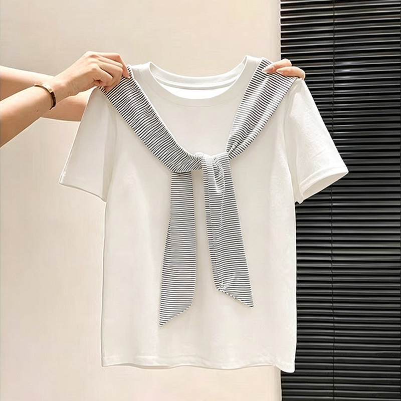 230g ice silk ribbed shawl, white short-sleeved T-shirt, new slim-fit, stunning and unique top with a sweet and cool vibe 230g ice silk ribbed shawl, white short-sleeved T-shirt, new slim-fit, stunning and unique top with a sweet and cool vibe