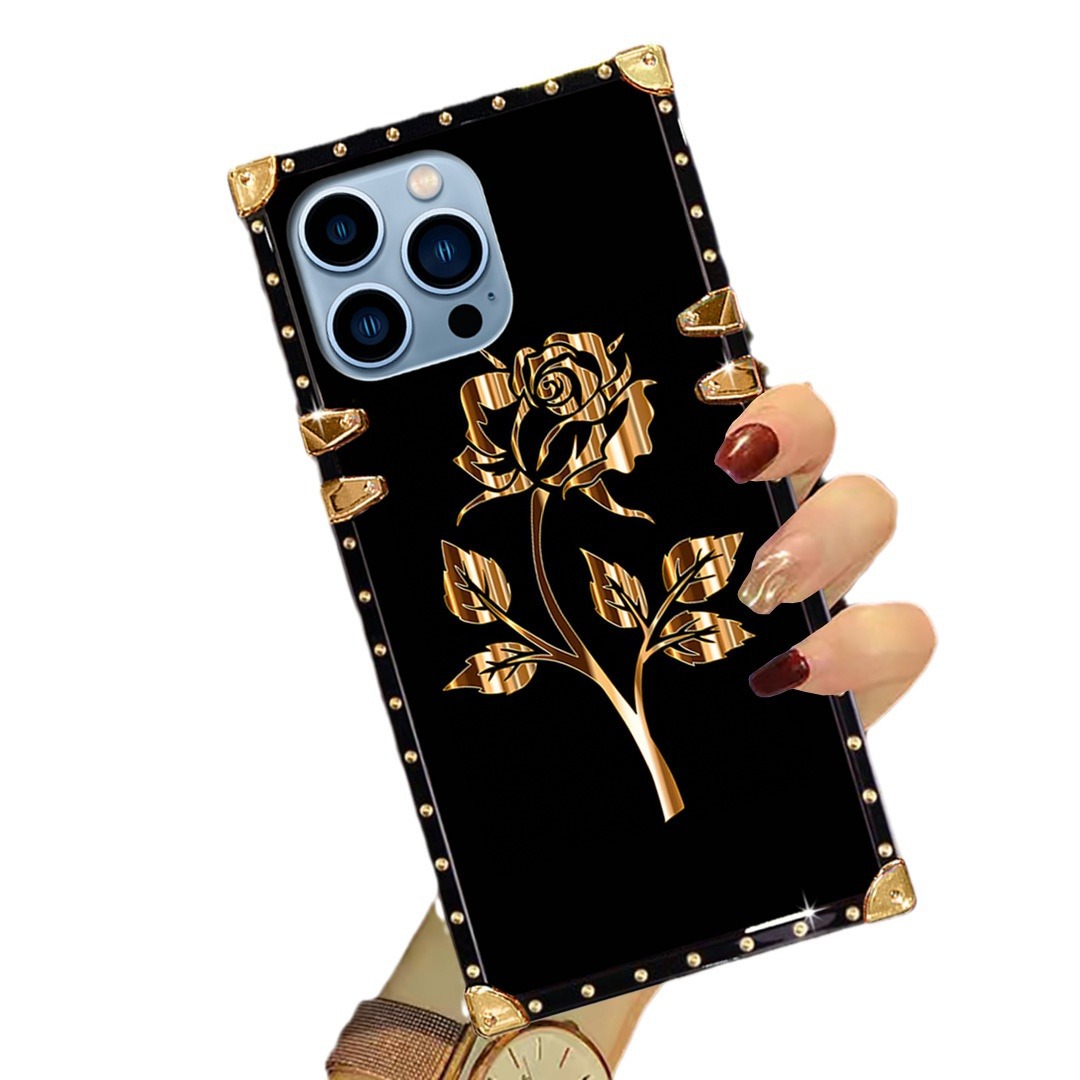 Coque de téléphone Anti-chute colorée, fleur de Rose colorée, Apple 14, Style de luxe léger, peint, adapté pour iPhone 15P_voghion.com