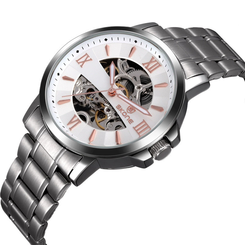 Skone High-Quality All-Steel Cut Out Mechanical Watch Cross-Border Popular Waterproof Fully Automatic Mechanical Watch Sports Men's Watch