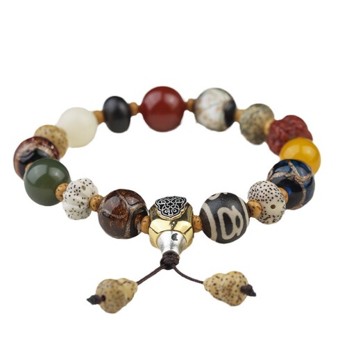 High-end Temple Style Star and Moon Bodhi Root Incense Ash Glass Eighteen Seeds Bracelet Heart Sutra South Red Men and Women Buddhist Rosary Necklace
