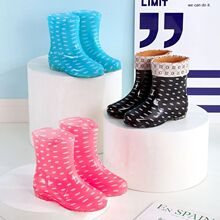 夏季水晶花布雨鞋中筒女水鞋厨房防水胶鞋防滑短筒水靴加棉女雨靴