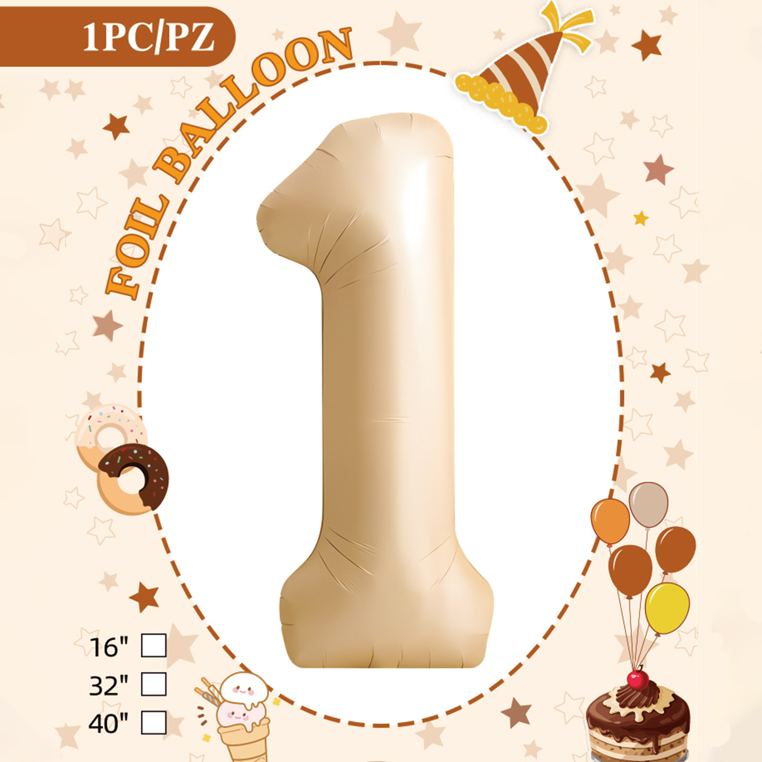 Embalaje de tarjeta de papel independiente digital de cumpleaños impreso en blanco de 32 pulgadas, decoración de fiesta de la versión estadounidense, película de aluminio, decoración de globos de papel de aluminio