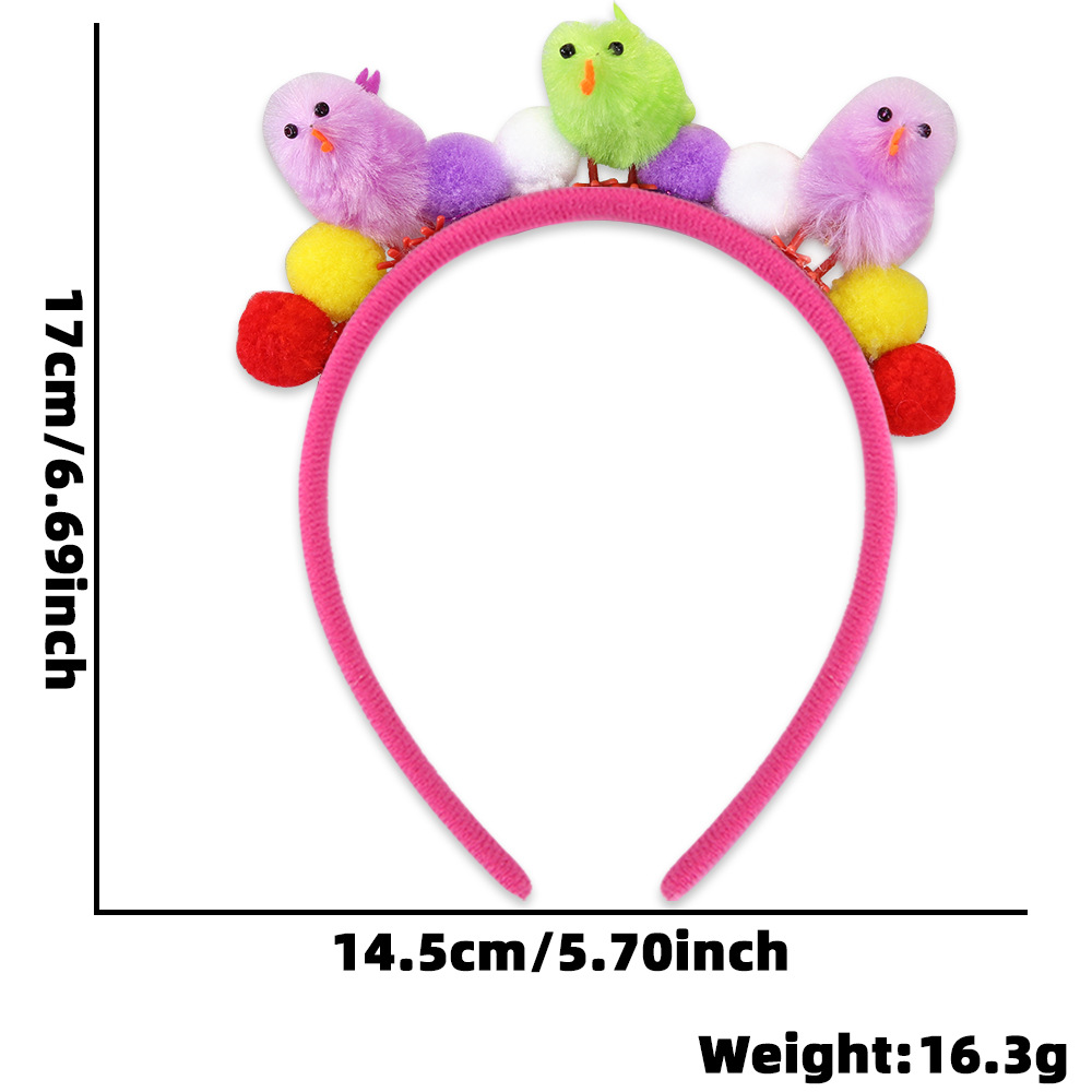 Nuevos adornos de Pascua multicolores de peluche pollo cabeza bandana fiesta vestido niños huevo bandana cabezales