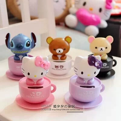 Günəş Enerjili Rilakkuma Avtomobil Aksesuarı Sevimli Bobblehead Qəhvə Fincanı Bəzəyi Kt