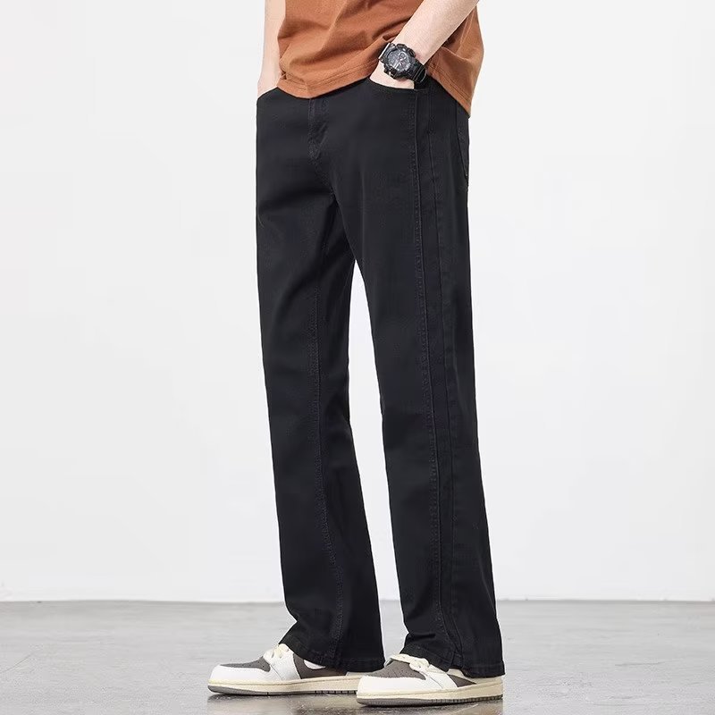 2024 pantalones vaqueros de primavera y otoño para niños pantalones rectos de color claro teñidos de barro amarillo retro, pantalones casuales de trapeador americano de moda