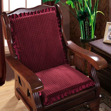 。加厚防滑可拆卸實木沙發墊冬季毛絨紅木組合沙發坐墊帶靠背座椅