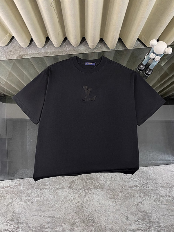 正しいバージョン Lujia 25ss 夏新定番レターロゴヘビーデューティ万針刺繍半袖ラウンドネック Tシャツ|undefined