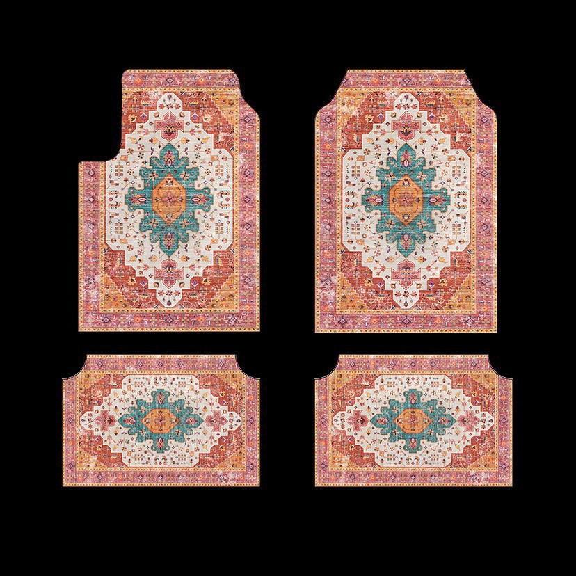 Persian Crystal Velvet Car Floor Mat Set with Printed Decoration, Stain-Resistant, Easy to Care For, Non-Slip, Anti-Scratch, Wear-Resistant