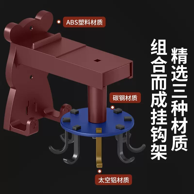 厨房置物架壁挂式免打孔厨具锅铲勺子挂架多功能旋转挂钩收纳神器|undefined