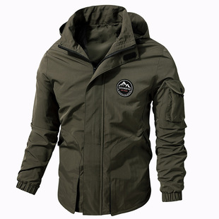 Scarecrow Factory 2024 New Cross-border AliExpress Rush Clothes Casual Outdoor Hooded plus size Jacket Men's Middle and Old