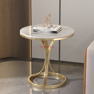 Light Luxury Slate Side Table, Small Coffee Table, Marble Living Room Sofa Corner Table, Simple Movable Balcony Small Round Table Side Cabinet