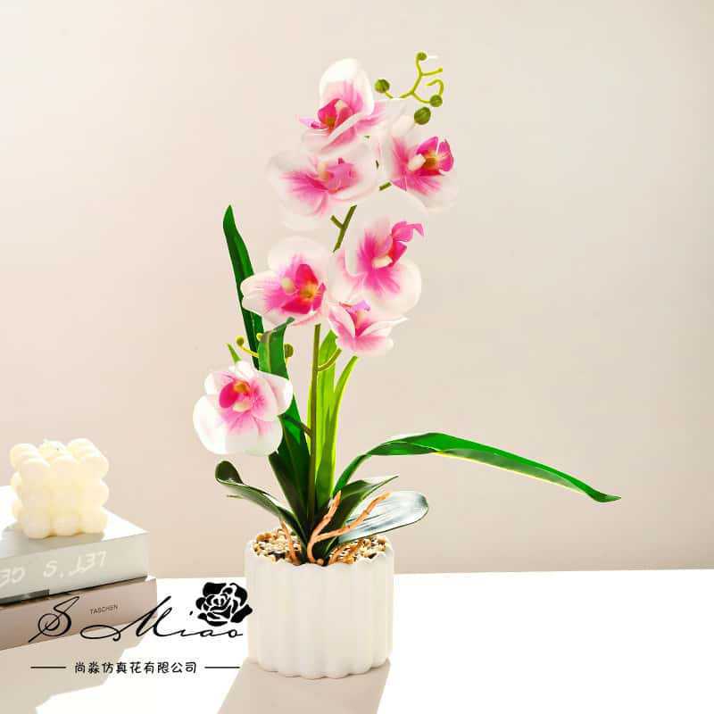 Flores falsas 7 película de flores sensación de orquídea mariposa bonsai flores de alta calidad sala de estar decoración floral decoración de imitación maceta image 1