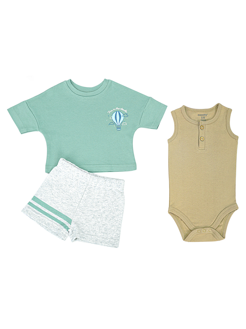 2026 algodón de verano recién nacido tres piezas de ropa de verano bebé ropa casual para salir con el set de abrigo