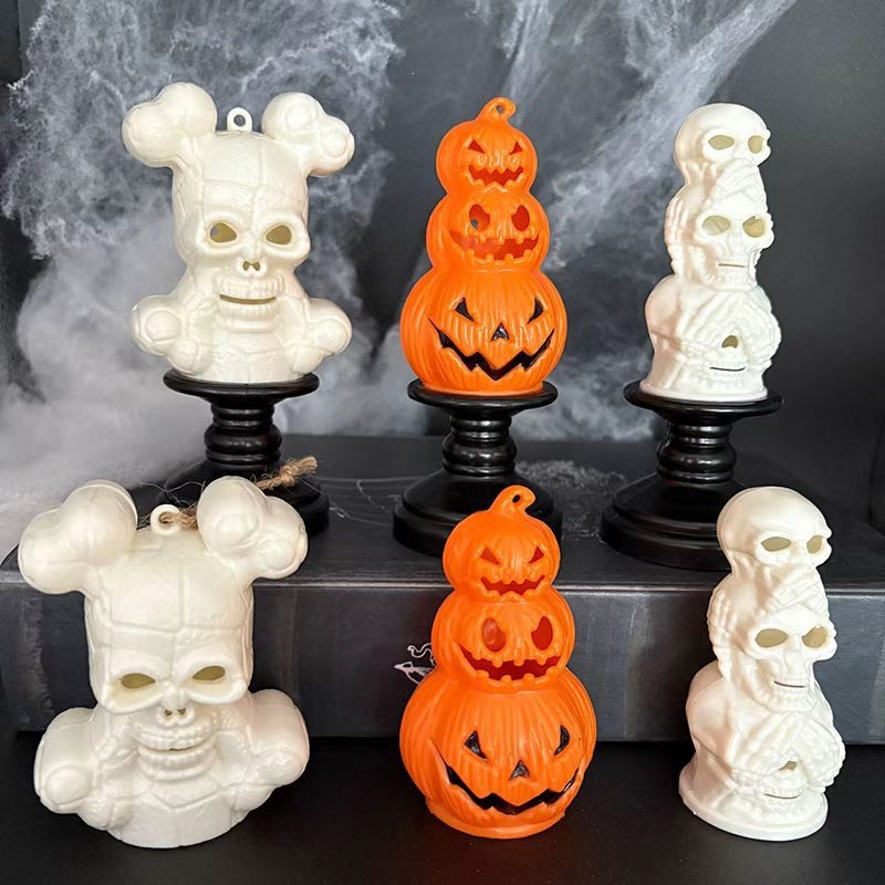 Decoración transfronteriza de Halloween lámpara de calabaza LED vela electrónica atmósfera decoración de props calavera decoración lámpara de noche