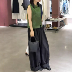52898新大爱美依缘2025新款中式盘扣无袖上衣休闲宽松阔腿裤时尚