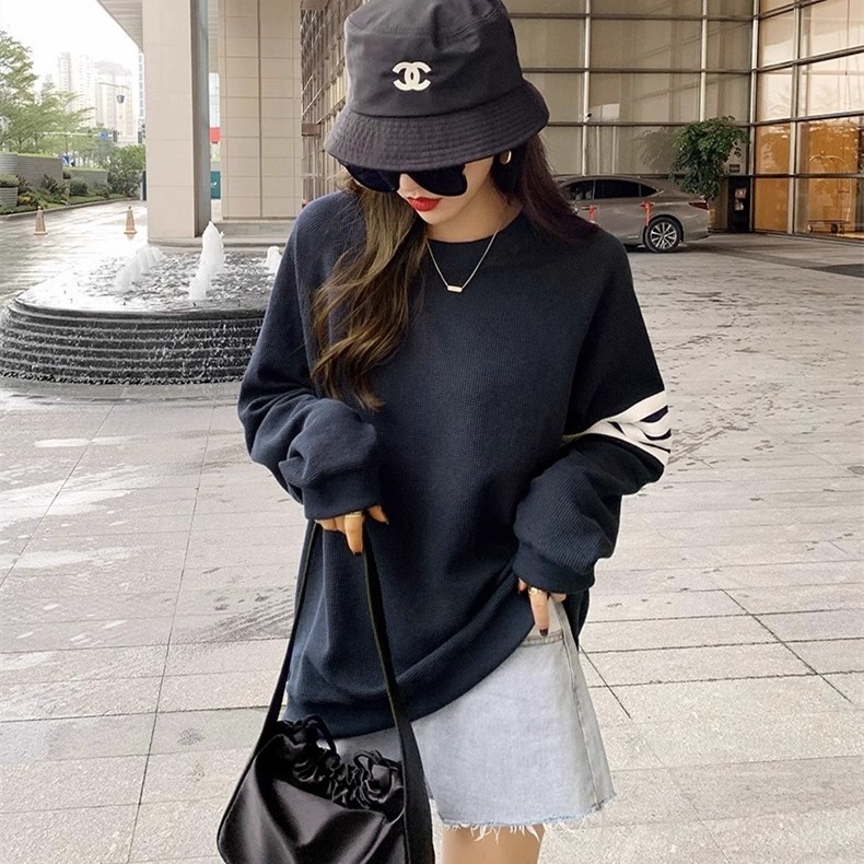2026 otoño waffle camiseta blanca cuello redondo camiseta de manga larga moda casual suelta gran suministro de puestos image 3