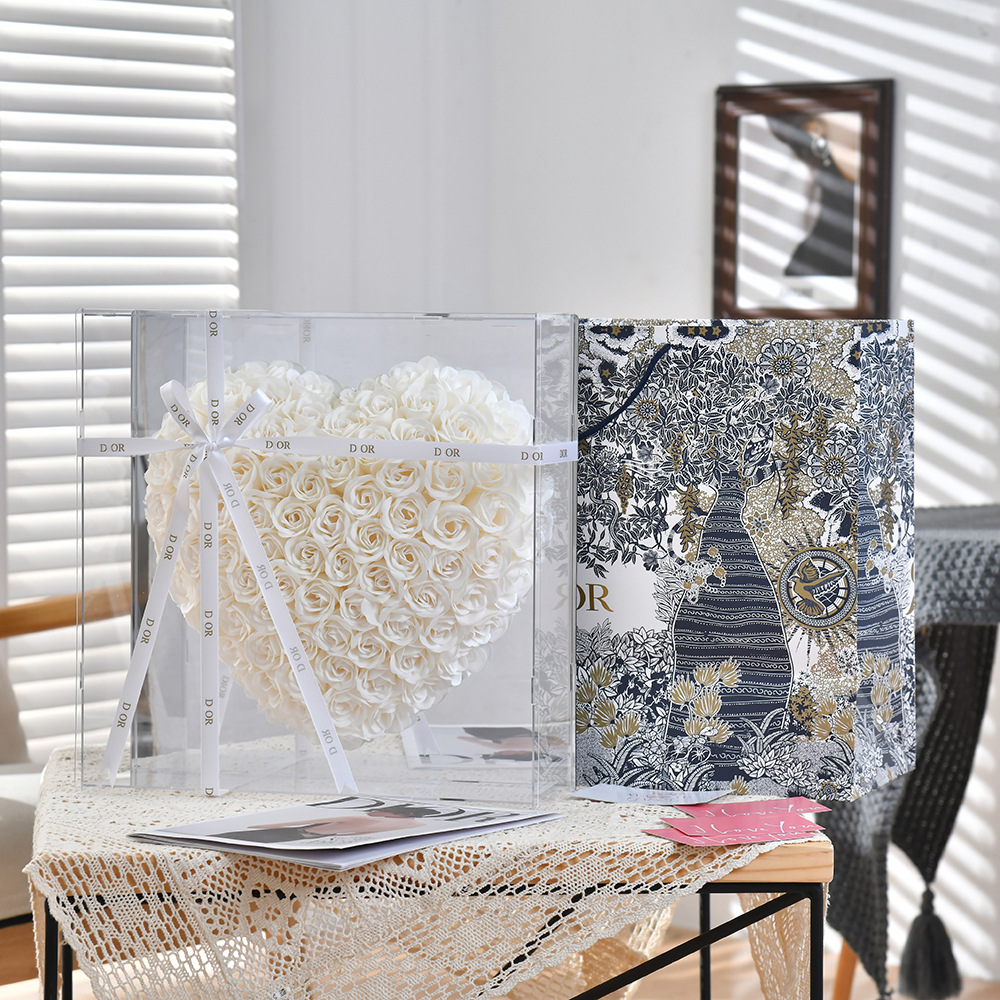 40*40cm 로맨틱 화이트 [인기 판매 완제품 선물 가방] 열어서 돈을 넣을 수 있습니다