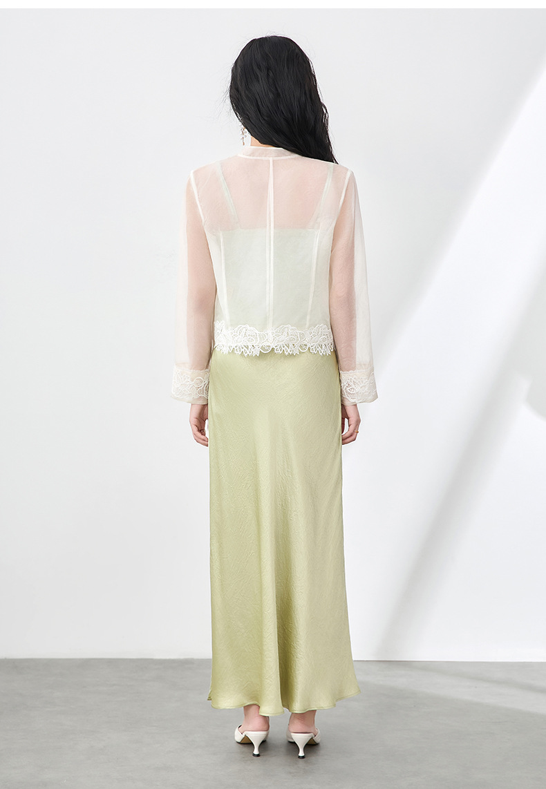 Áo sơ mi dài tay lụa organza cao cấp kiểu Trung Quốc mới mùa hè — Màu đen chi tiết 21