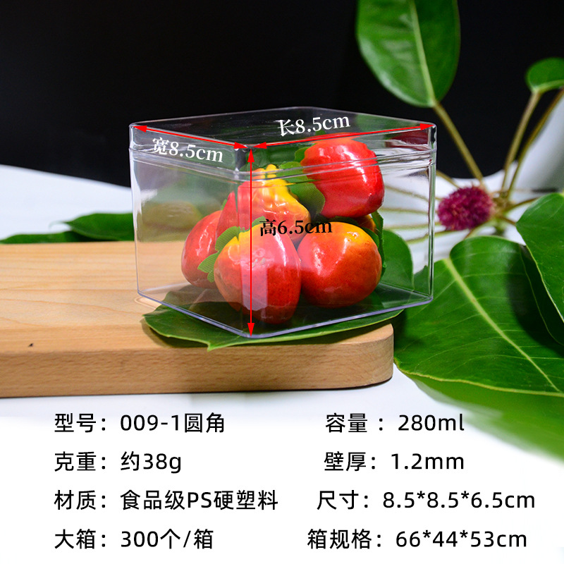 En stock caja de plástico cuadrado de almacenamiento de alta caja de dulces de boda transparente