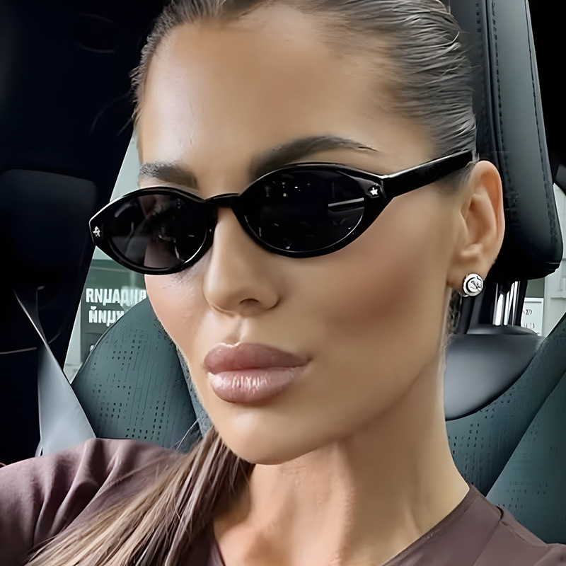 星星简约椭圆太阳镜2025新款时尚墨镜防紫外线防晒遮阳太阳眼镜女|undefined