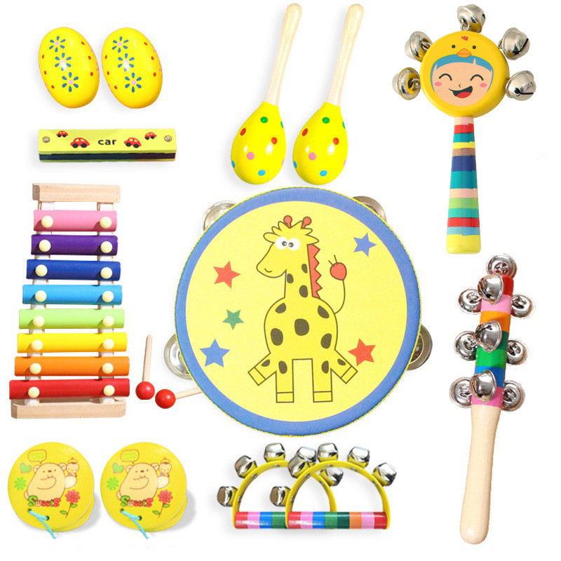 Orff instrumento musical percusión combinación kindergarten estudiantes de escuela primaria educación temprana niños instrumento musical traje iluminación música juguete