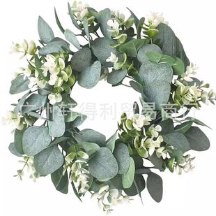 Simulation Eucalyptus Garland Door Decoration Vintage Money Eucalyptus Leaves Grass Ring Wedding Decoration Wall Wreath