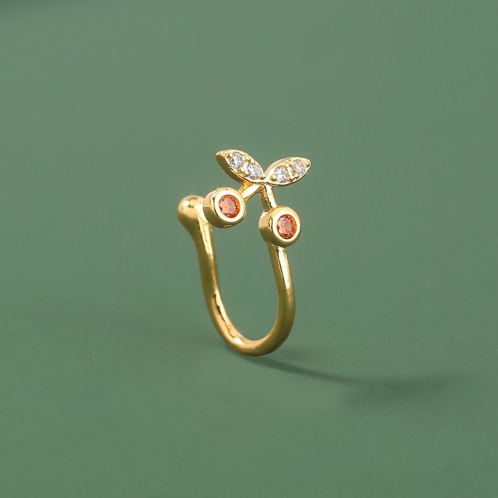 European and American personality copper inlaid zircon cherry fruit nose ring  NHDB602458picture2