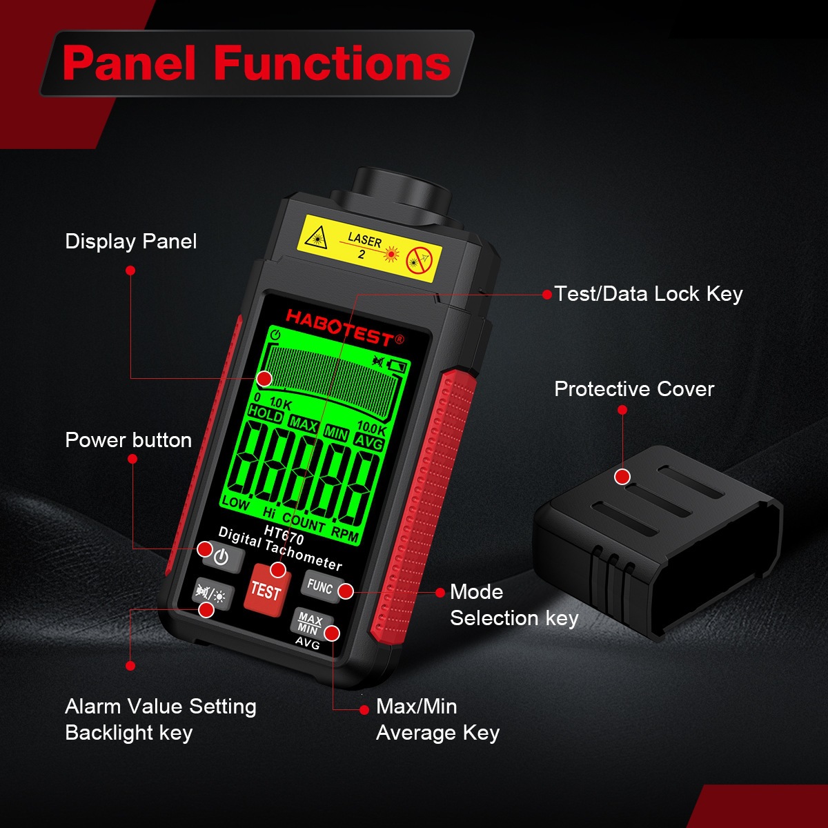 HABOTEST/Huabo HT673/HT670/HT671 Non-Contact Dual-Purpose Tachometer