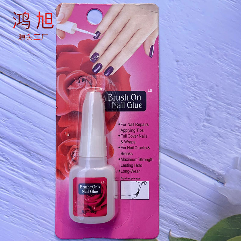 Foreign trade cross-border nail glue 10g independent wear fake nail accessories with brush head nail glue