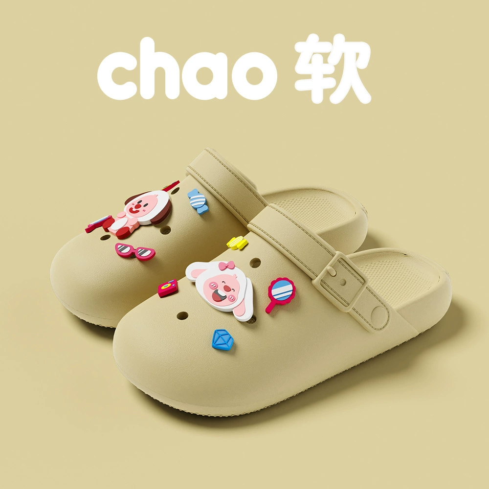 EVA Platform Beach Slides, Non-Slip Summer Sandals, Cute Slip-On with Decorative Charms, Sizes 36–45