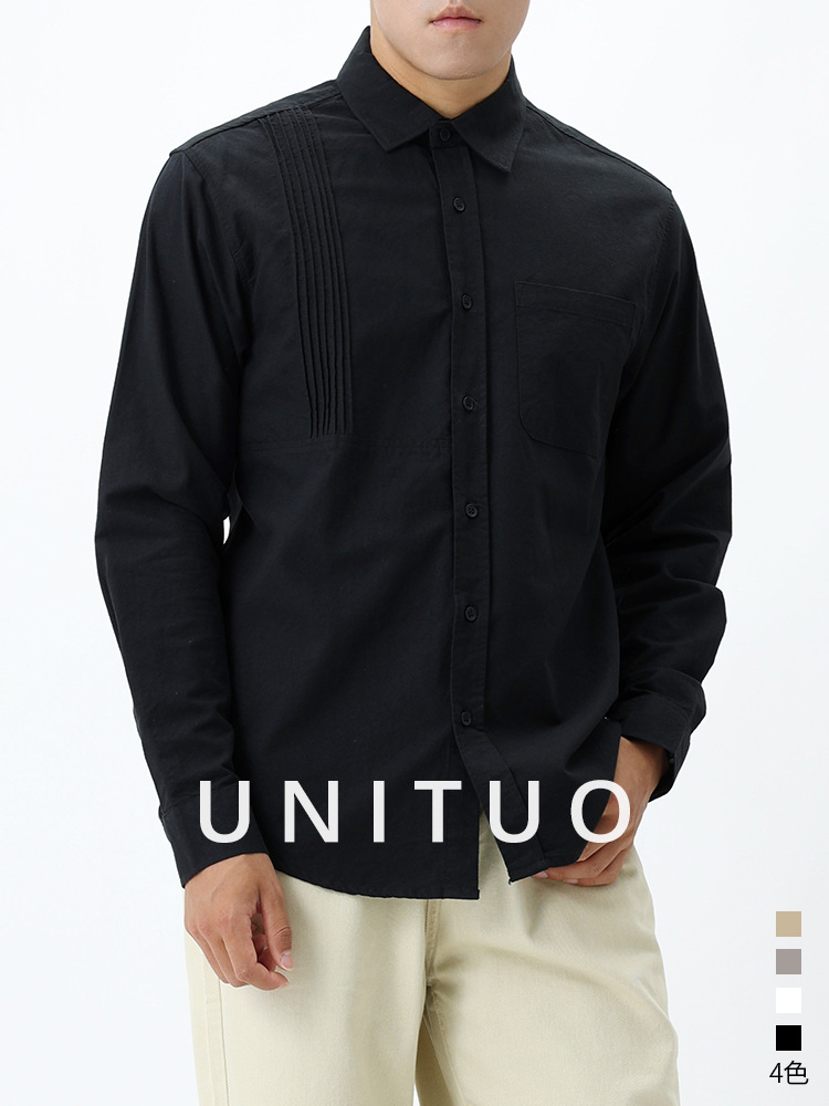 Camisas de hombre de algodón con solapa, camisas de hombre de mangas largas, camisas japonesas sueltas de alto nivel, camisas de vestir, camisas de vestir para hombres