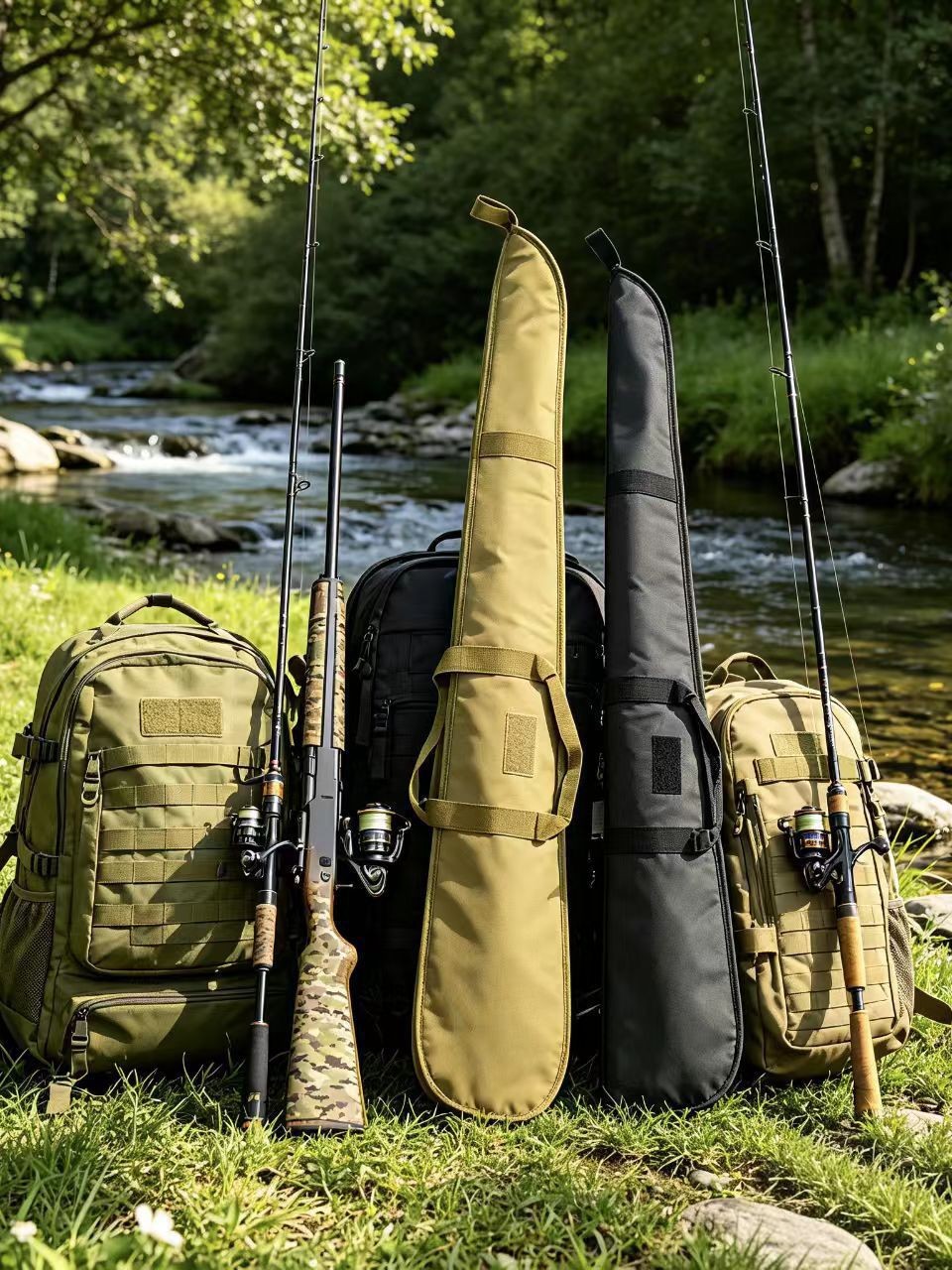 Bolsa Táctica de Pesca para Hombro 1.28 m Tela Oxford Multifuncional, Antiimpactos para Deportes al Aire Libre