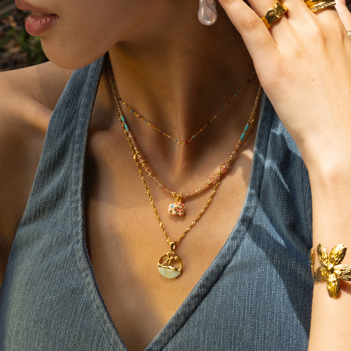 TENA Europa y América moda para mujeres collar de lujo ligero nicho estilo de diseño clavícula de joyería de venta caliente transfronteriza