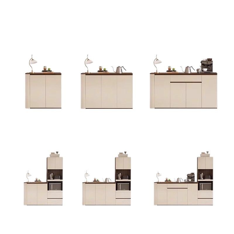 Gabinete lateral de estilo medio contra la pared, sala de estar integrada, hogar, apartamento pequeño, arco, gabinete combinado alto y bajo, gabinete de almacenamiento, gabinete de té