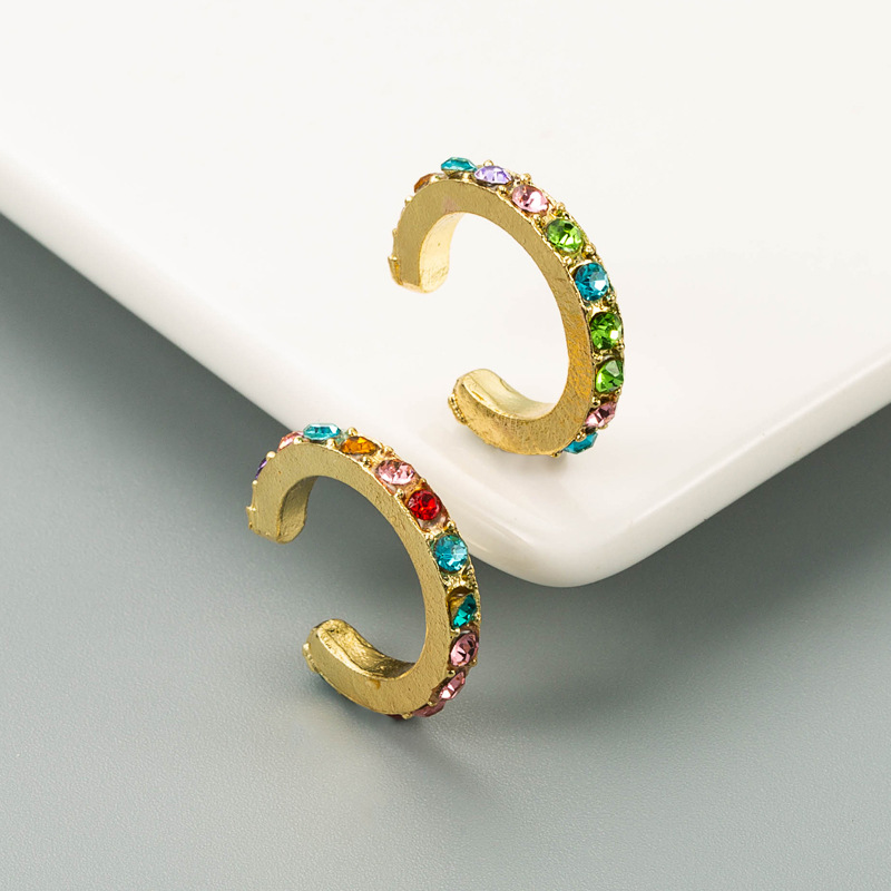 Fashion C Shape Alloy Artificial Gemstones Earrings display picture 7