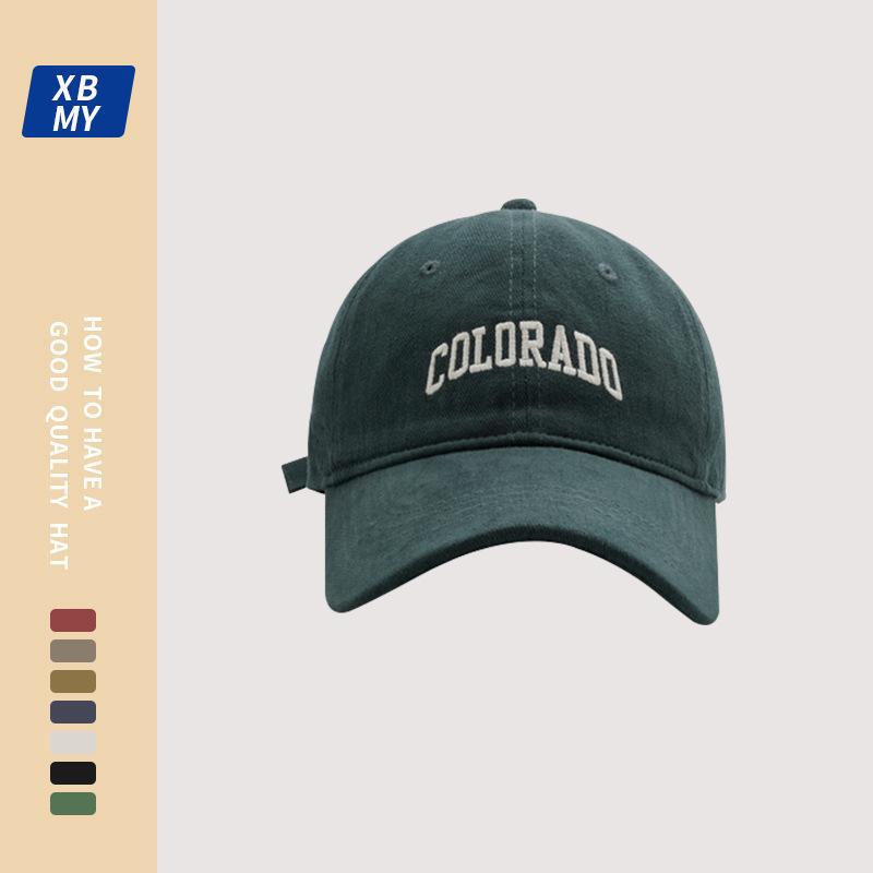 Hochwertige, matte Softtop-Baseballkappe mit aufgestickten Herrenbuchstaben in koreanischer Version, trendigem großem Kopf, kleinem Gesicht,_voghion.com