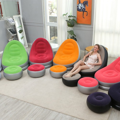 New thickened inflatable lazy sofa with footstool casual sofa lounge chair portable air storage chair one-piece delivery service