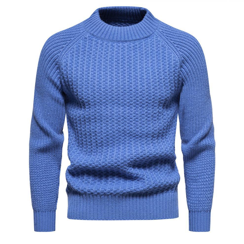 Neuer Strickpullover für Herren im Herbst und Winter, modisch und warm, solider Rundhalspullover, Slim-Fit-Pullover_voghion.com