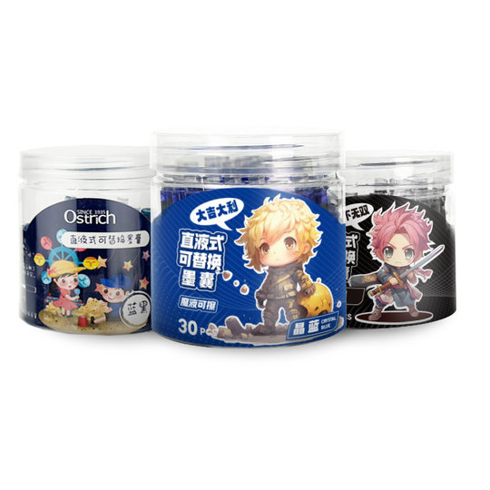 Ostrich factory in stock 3.4 caliber pen 30 barrel primary school students magic pen available ink blue crystal blue ink bag