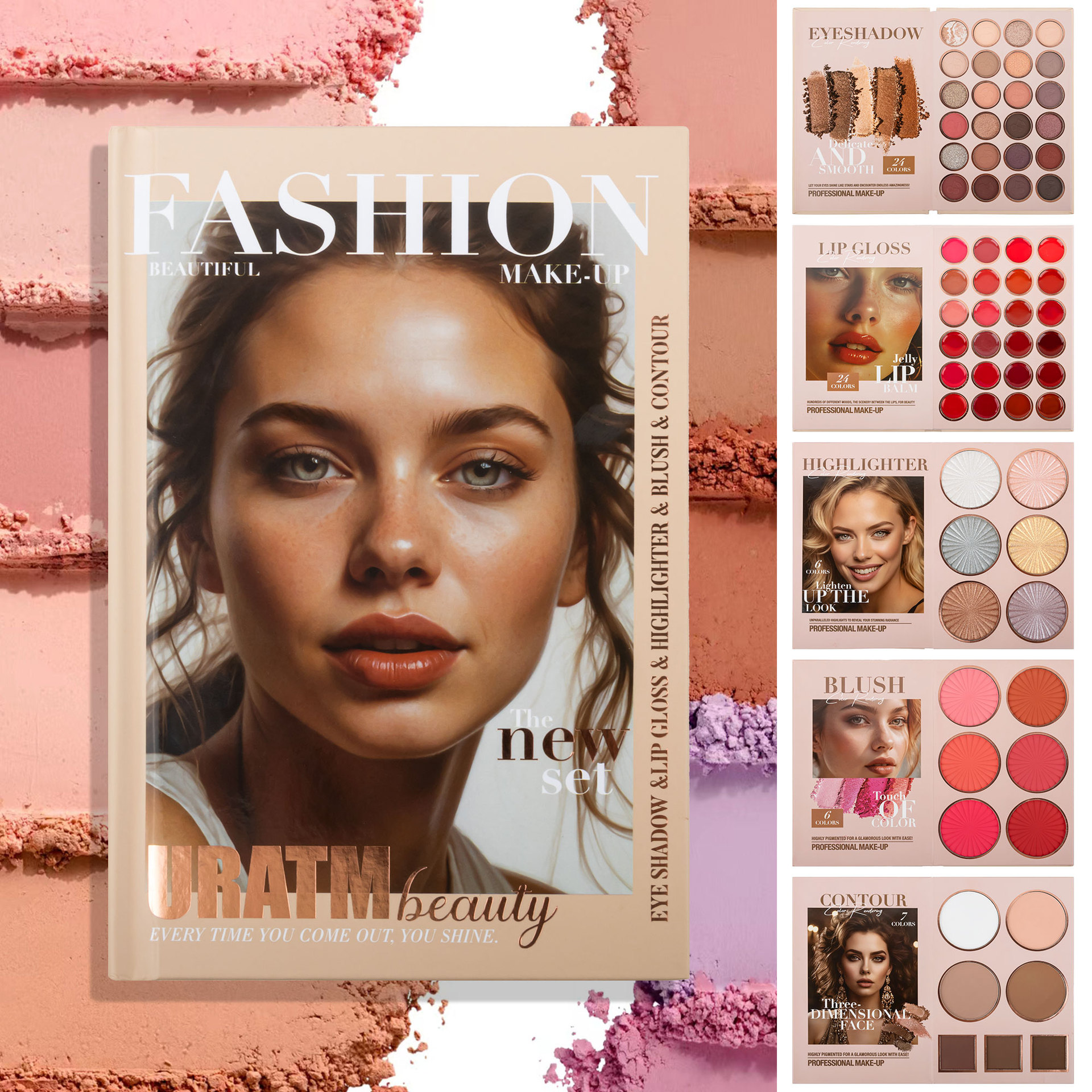 Cross-border bestseller: 67-color makeup palette, five-layer flip book eyeshadow palette, matte pearlescent blush, contour and highlight in one piece undefined